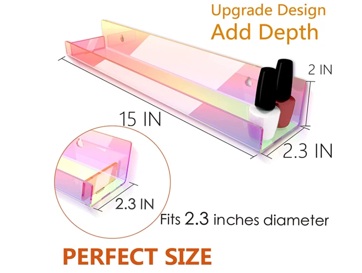 Wall Mouted Iridescent Rainbow Acrylic Shelf